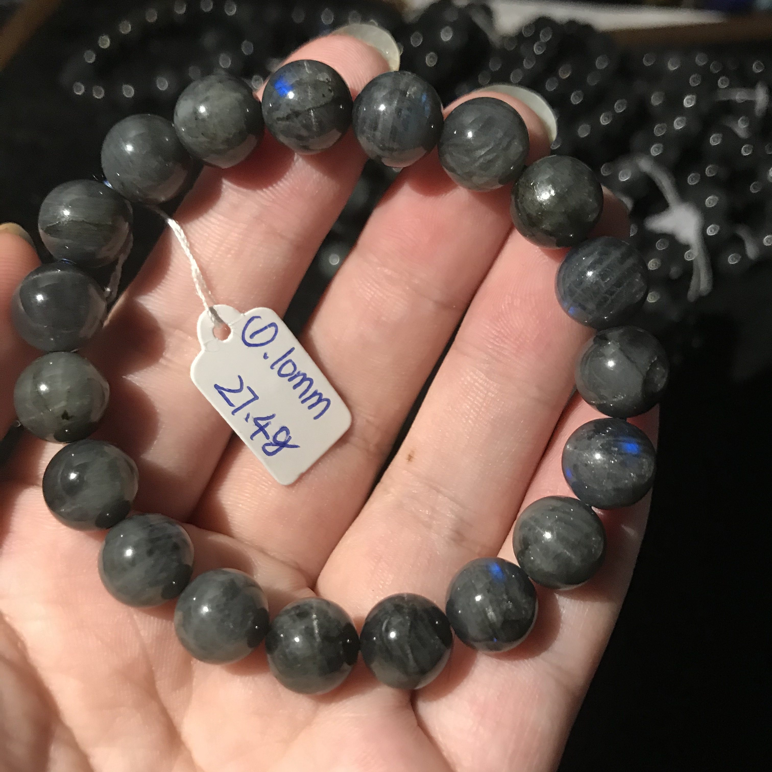 天然黑拉长石手链蓝光黑体拉长石大小颗粒手串女款  一物一图