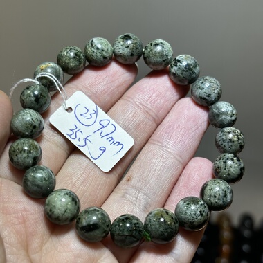 天然水晶 稀有透辉石手链老坑矿有黑矿点猫眼石单圈手串 一物一图