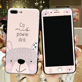 iPhonexs max手机壳彩膜xr苹果6s卡通钢化膜8plus全屏保护膜7plus