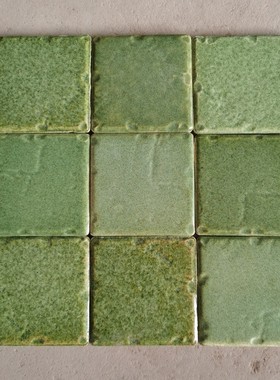 草绿色100规格复古小方砖厨房卫生间阳台窑变手工砖墙砖瓷砖墙砖