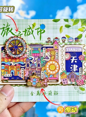 天津票根可转动金属冰箱贴
