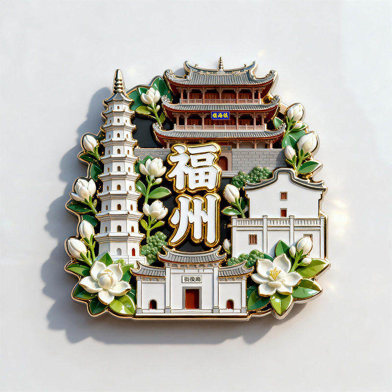 福州金属3D浮雕西禅寺冰箱贴