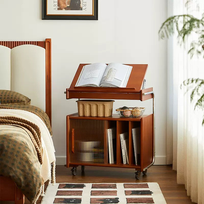 可移动茶几实木可折叠功能中古风