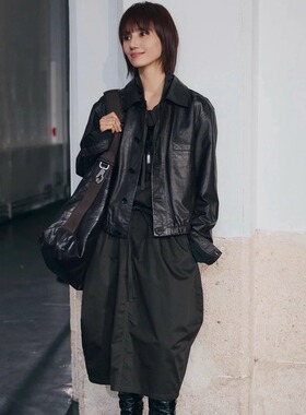 2026新袁泉同款真皮皮衣夹克高级感进口绵羊皮油蜡皮短款外套女