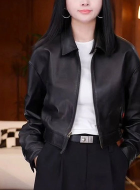 进口真皮皮衣女2026秋高级绵羊皮夹克气质显瘦百搭短款皮衣外套潮