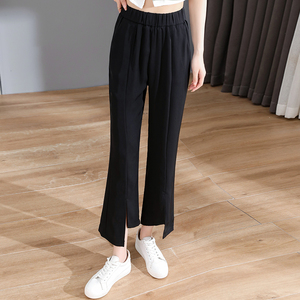 RM12335#春夏开叉小个子西装裤修身喇叭裤开叉九分裤休闲长裤