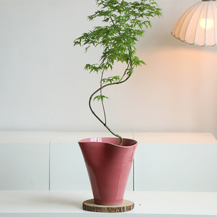 2025年新款蝴蝶粉色大蕙兰花冬青盆景专用手工陶瓷中式花盆大号