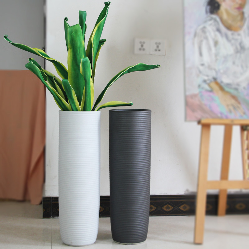 陶瓷欧式现代简约客厅黑白落地大花瓶家居饰品创意新房花瓶摆件