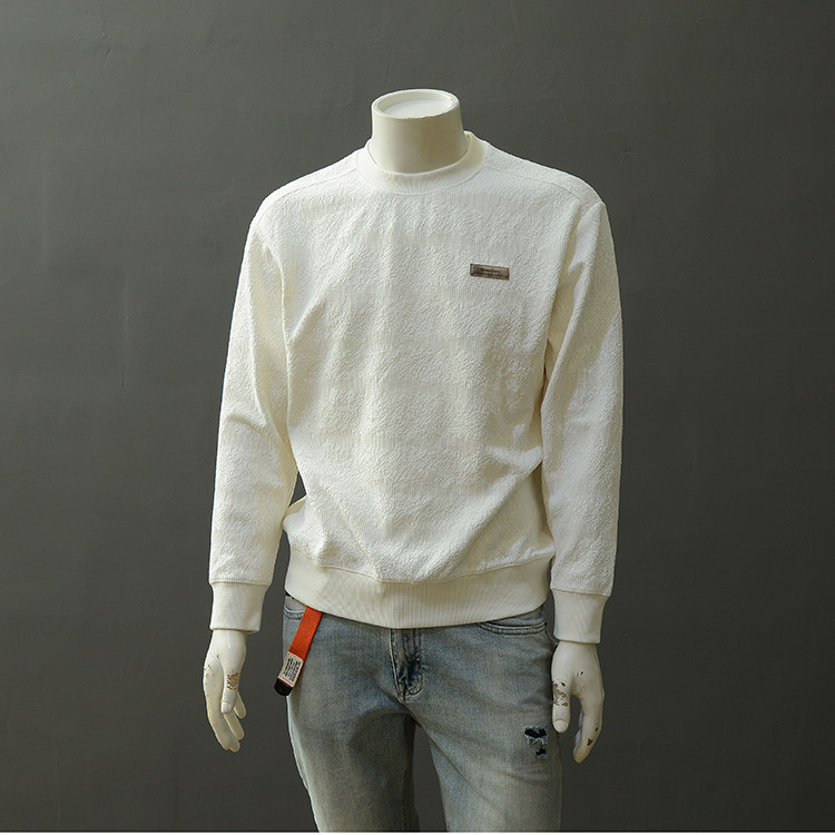 不对称肌理纹圆领卫衣男2025秋冬复古纯色编织贴标休闲内搭上衣,男装,卫衣,淘宝优惠券,粉丝福利购,淘宝优惠卷