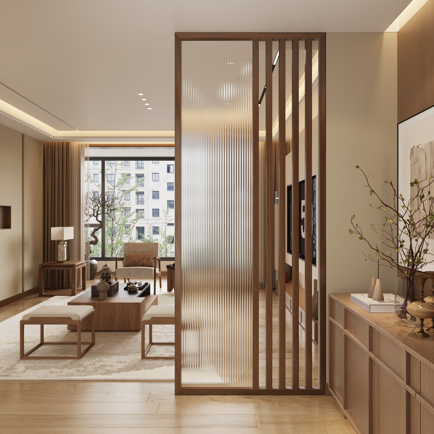 新中式实木屏风长虹玻璃隔断客厅入户玄关遮挡现代简约轻奢座屏,住宅家具,座屏,淘宝优惠券,粉丝福利购,淘宝优惠卷