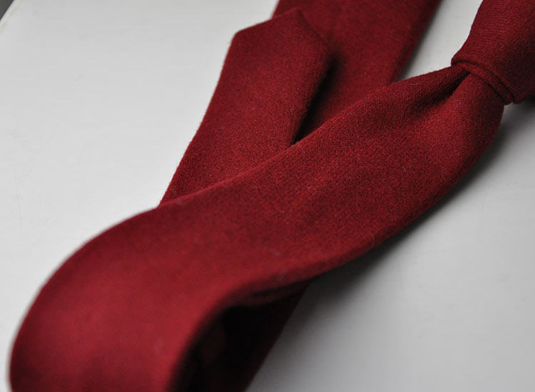 大牌外贸原单羊毛领带男商务正装领带暗红色纯色酒会新郎婚礼结婚