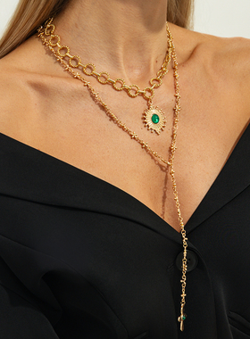 2件套十字架锆石锁骨链超闪