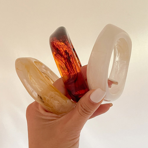 理石纹不规则树脂手镯复古百搭