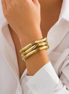 纯黄铜节节高手镯婚庆竹子手