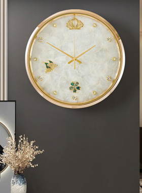 新款轻奢时尚贝壳挂钟客厅现代创意简约挂钟时钟网红餐桌石英钟表