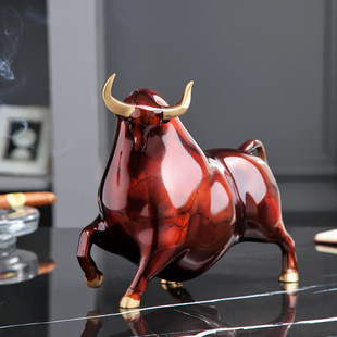 黄铜牛摆件红色牛运亨通客厅酒柜玄关办公室乔迁新居装饰品摆件