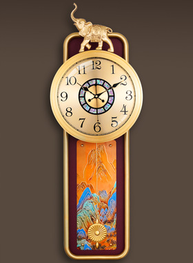 2026新款铜雕画中国风复古挂钟客厅家用时尚钟表新中式壁挂石英钟