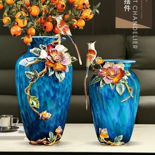 珐琅彩琉璃花瓶摆件创意客厅玄关电视柜乔迁新居高级感装饰品摆件