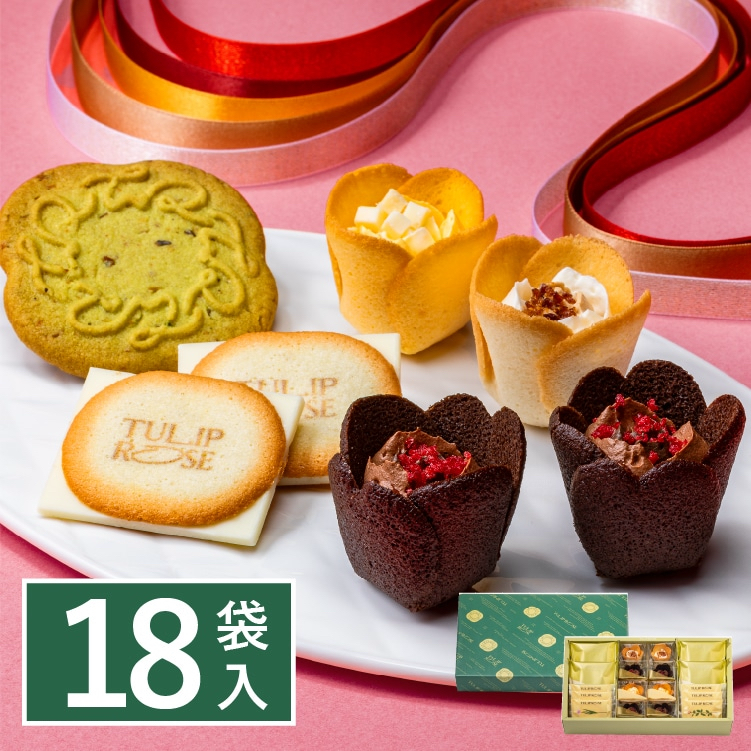 顺丰速发日本TOKYO TULIP ROSE奶油巧克力玫瑰卷饼干新年礼盒