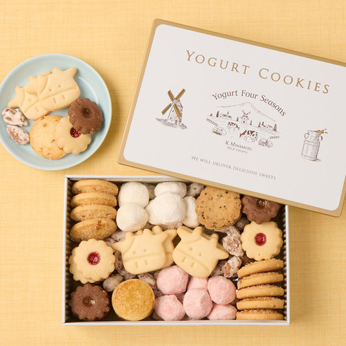 日本yogurt four seasons酸奶曲奇饼干巧克力夹心华夫铁盒装零食