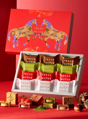 现货日本PRESS BUTTER SAND焦糖巧克力夹心饼干曲奇贺年礼盒