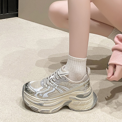 春夏厚底增高7cm复古老爹鞋女