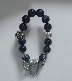 037瑞光~蓝耀石配泰国手工银闪耀星光手链