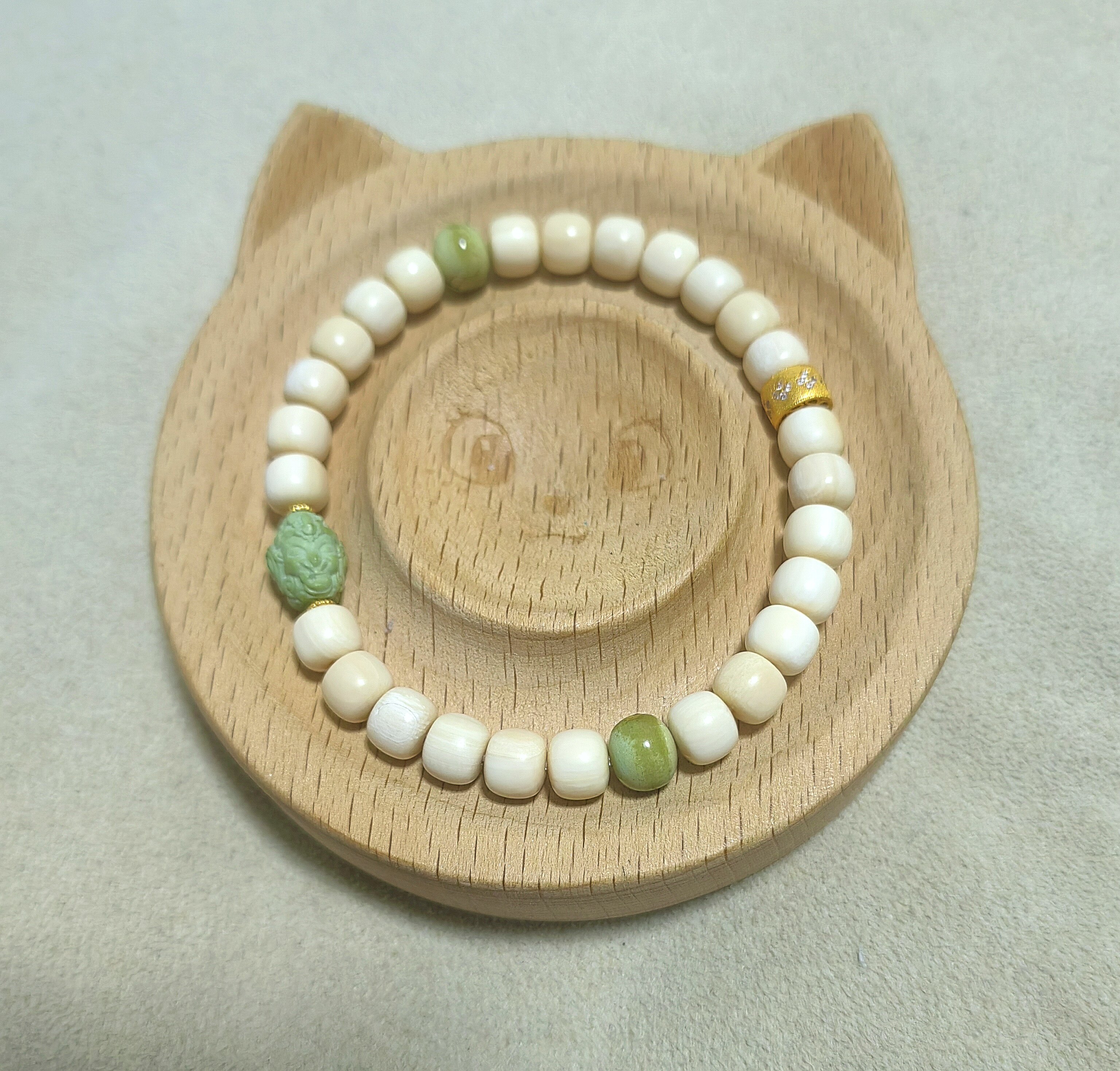 480～天然猛犸老型手串搭配天然绿松石象神配饰