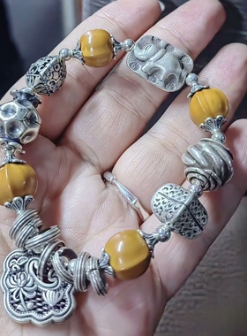 041-核舟记～猴头鲨鱼脊配泰国手工银手链