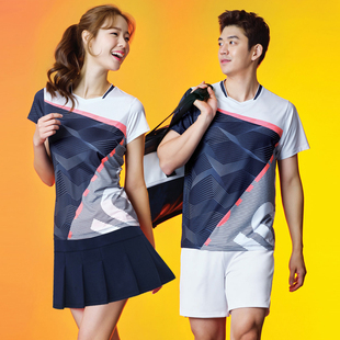 2024新款短袖羽毛球服气排球网球男女套装速干大赛服定制