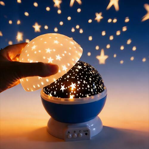 旋转星空投影圣诞节礼品小夜灯星星led灯月亮星星小夜灯