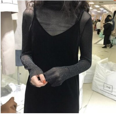 金丝绒长款两件套内搭外穿吊带裙