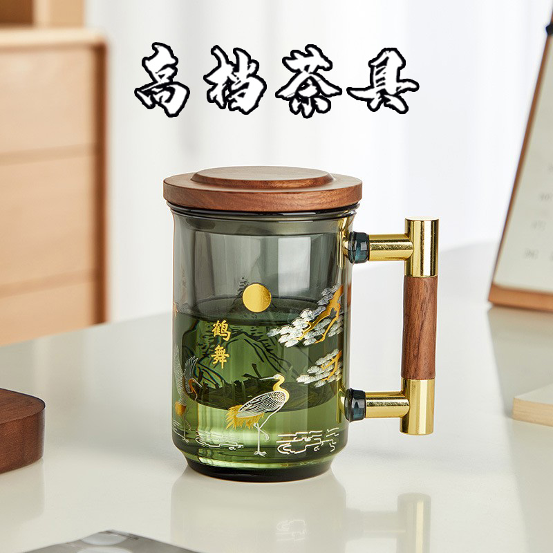 耐高温玻璃泡茶杯茶水分离杯加厚耐热带过滤花茶杯办公杯带把水杯