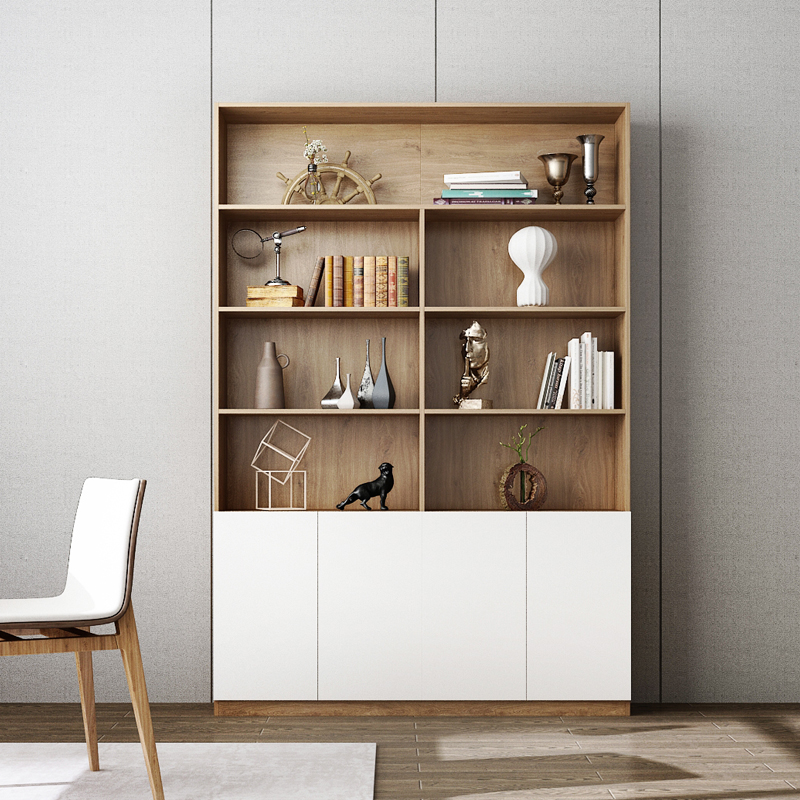 简约现代展示书柜北欧客厅落地书柜自由组合书房展示柜多置物柜