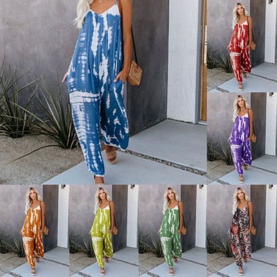 Color blocked low neck wide leg jumpsuit女拼色低领阔腿连体裤