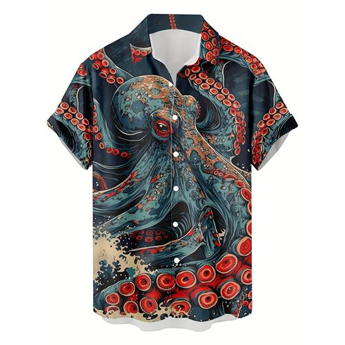 满印数码印花短袖衬衣Full digital printed short sleeved shirt