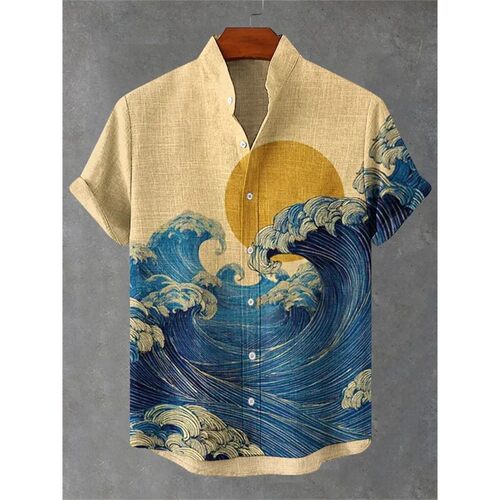 立领印花短袖T恤Stand up collar printed short sleeved T-shirt