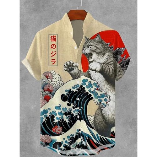 立领印花长袖T恤 Stand up collar printed long sleeved T-shirt