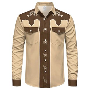 拼色翻领衬衫男Colorblocked Flannel Open-Plaid Shirts for Men