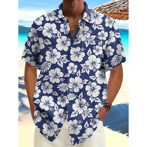 翻领印花系扣短袖T恤Flip collar printed short sleeved T-shirt