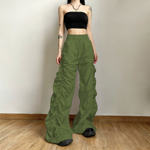 Lace up pleated loose fitting workwear pants  抽褶宽松工装裤