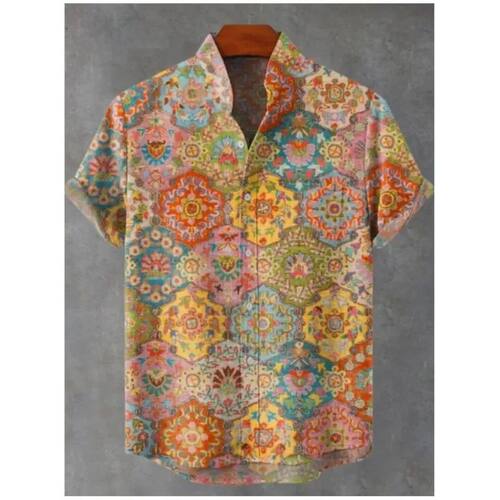 立领印花短袖T恤Stand up collar printed short sleeved T-shirt
