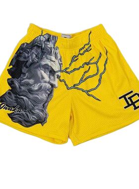 Printed mesh casual sports shorts for men印花网眼休闲运动裤