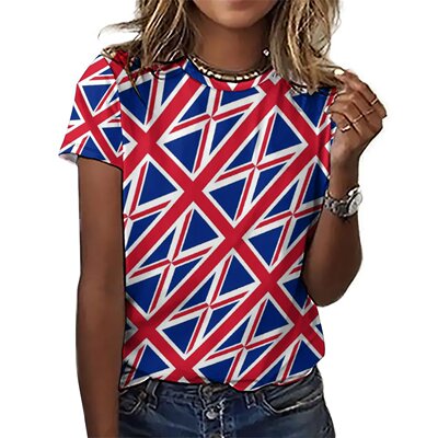 Color blocking digital printed T-shirt女拼色圆领数码印花T恤