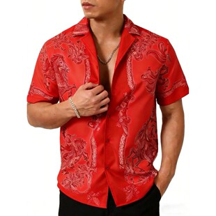breasted 拼色印花排扣衬衫 shirt single printed Color blocked
