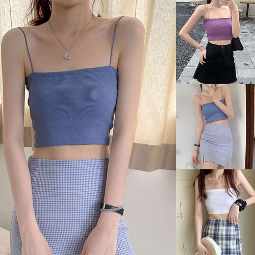 Solid Off Shoulder Off Neck Short Strap纯色露肩一字领吊带女