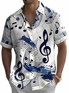 Flip collar printed buckle casual T-shirt翻领印花系扣休闲T恤