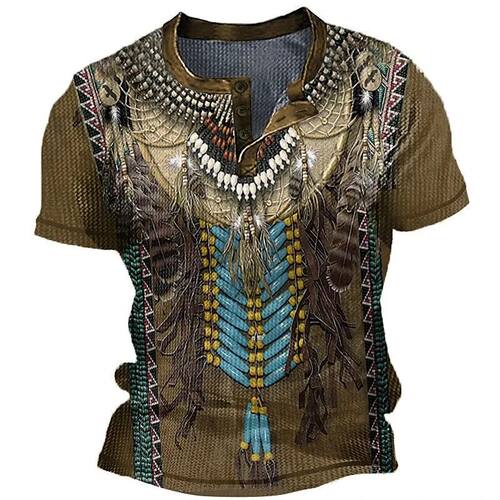 圆领印花套头系扣短袖Round neck printed short sleeved T-shirt