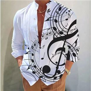 3D男士印花衬衫长袖 3D men's printed shirt with long sleeves