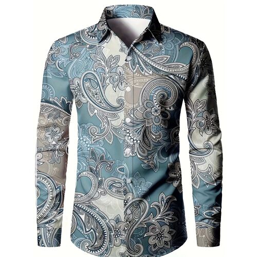 翻领印花系扣长袖T恤 Flip collar printed long sleeved T-shirt
